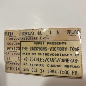 1984 Michael Jackson 5 Victory Tour Chicago Comiskey Pk Ticket Stub